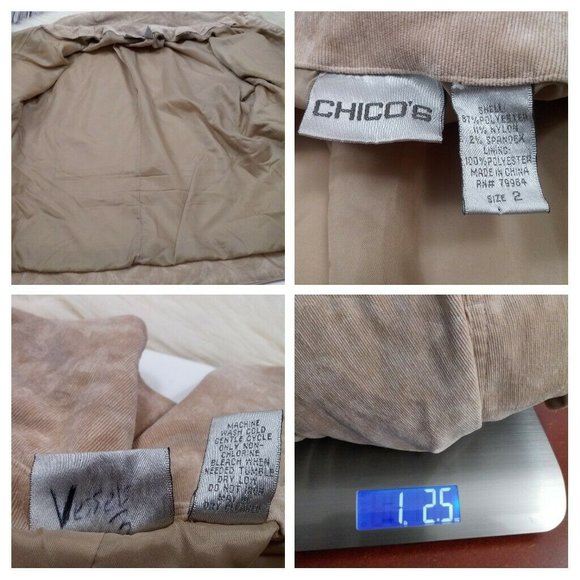 Chicos Retro Corduroy Jacket Tan Size 2 Subtle Swirl Pattern Cabincore - Picture 13 of 15